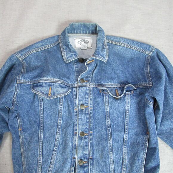 Vintage Looney Tunes Jean Jacket Mens Small Blue Denim Thats All Folks Retro 90s - Picture 6 of 10